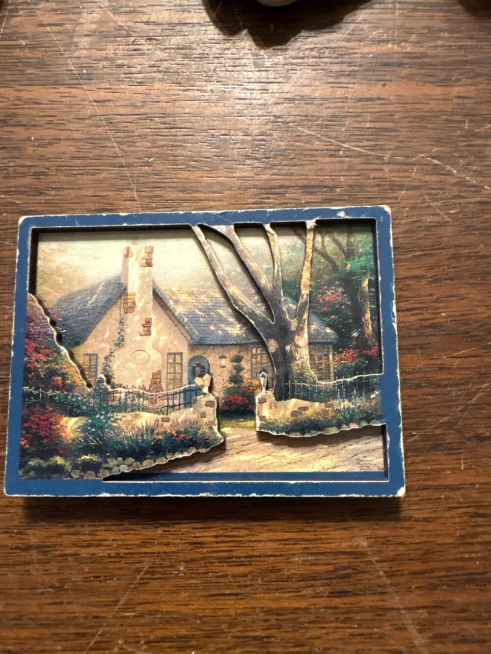 Vintage Thomas Kinkade 1997 Cottage Scene 3D Magnet Art By Amcal